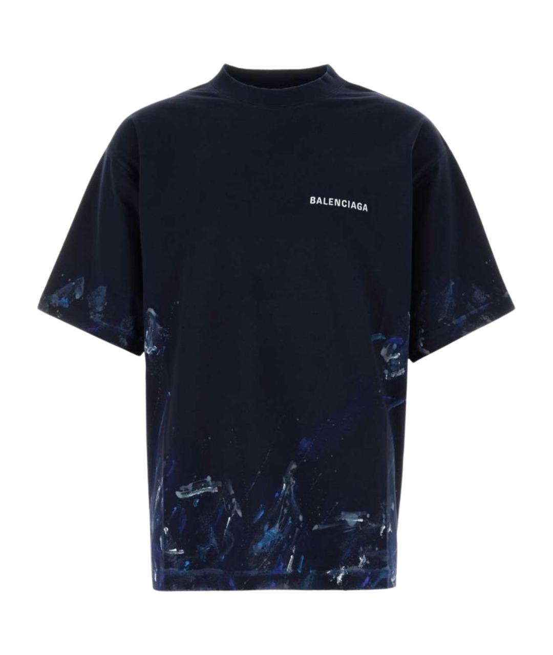 BALENCIAGA Синяя хлопковая футболка, фото 1