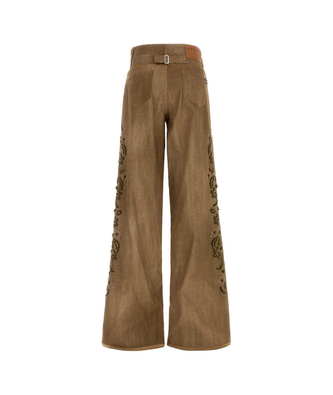 ERMANNO SCERVINO Коричневые вискозные прямые брюки, фото 2