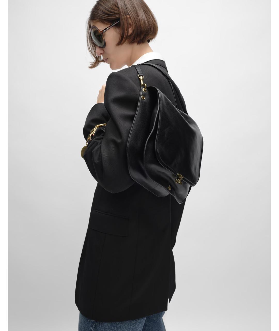 CELINE Черная кожаная сумка через плечо, фото 4