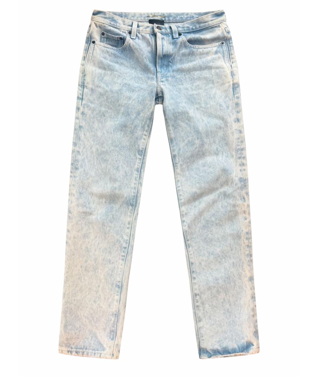 SAINT LAURENT Голубые хлопковые прямые джинсы, фото 1