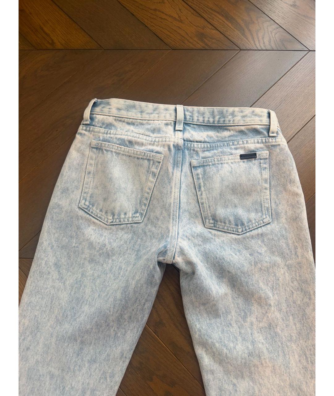 SAINT LAURENT Голубые хлопковые прямые джинсы, фото 4