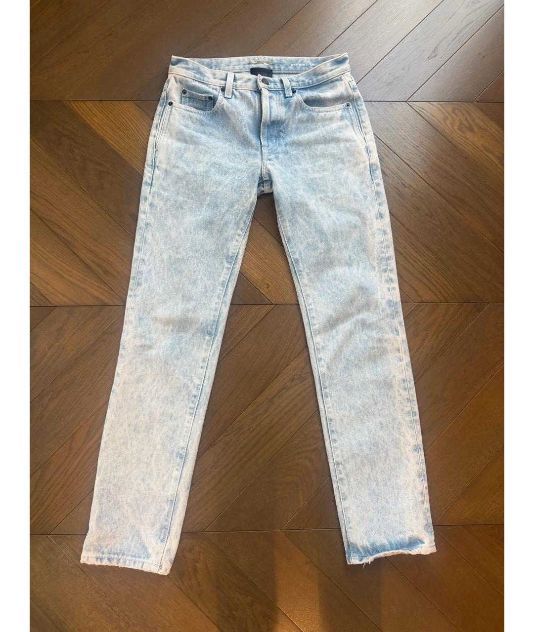 SAINT LAURENT Голубые хлопковые прямые джинсы, фото 5