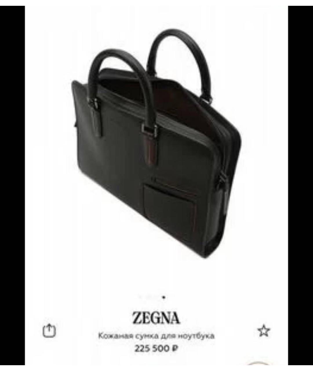 ZEGNA Черный кожаный портфель, фото 2