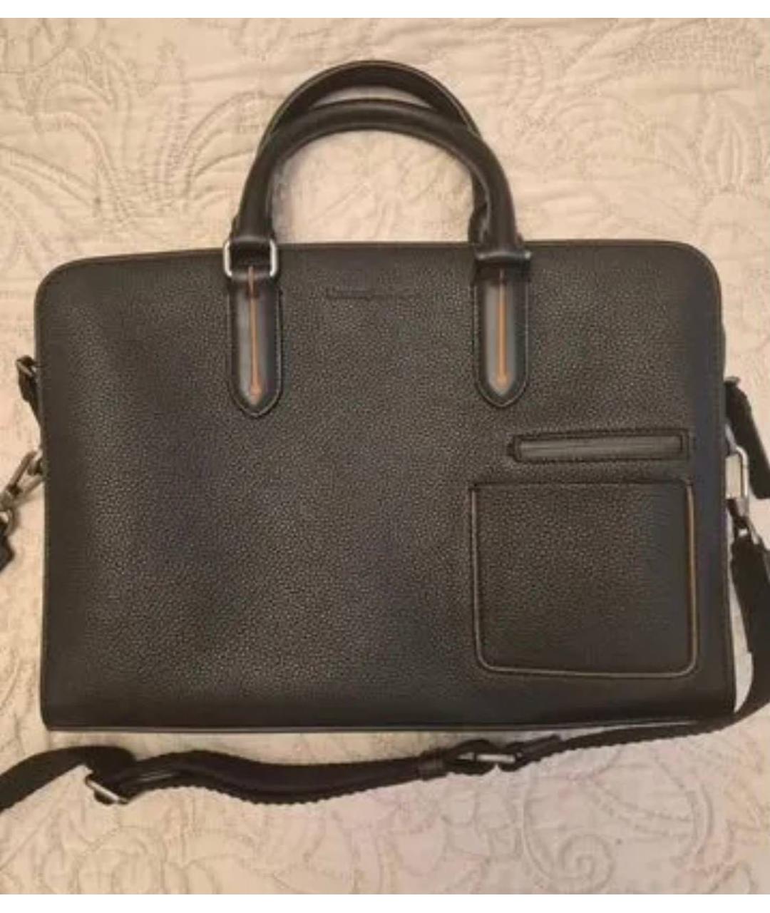 ZEGNA Черный кожаный портфель, фото 3