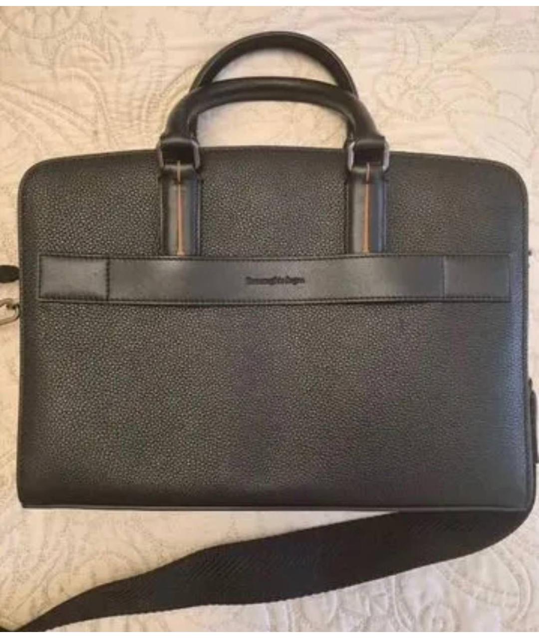 ZEGNA Черный кожаный портфель, фото 8