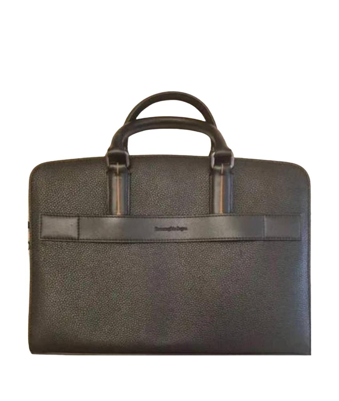ZEGNA Черный кожаный портфель, фото 1