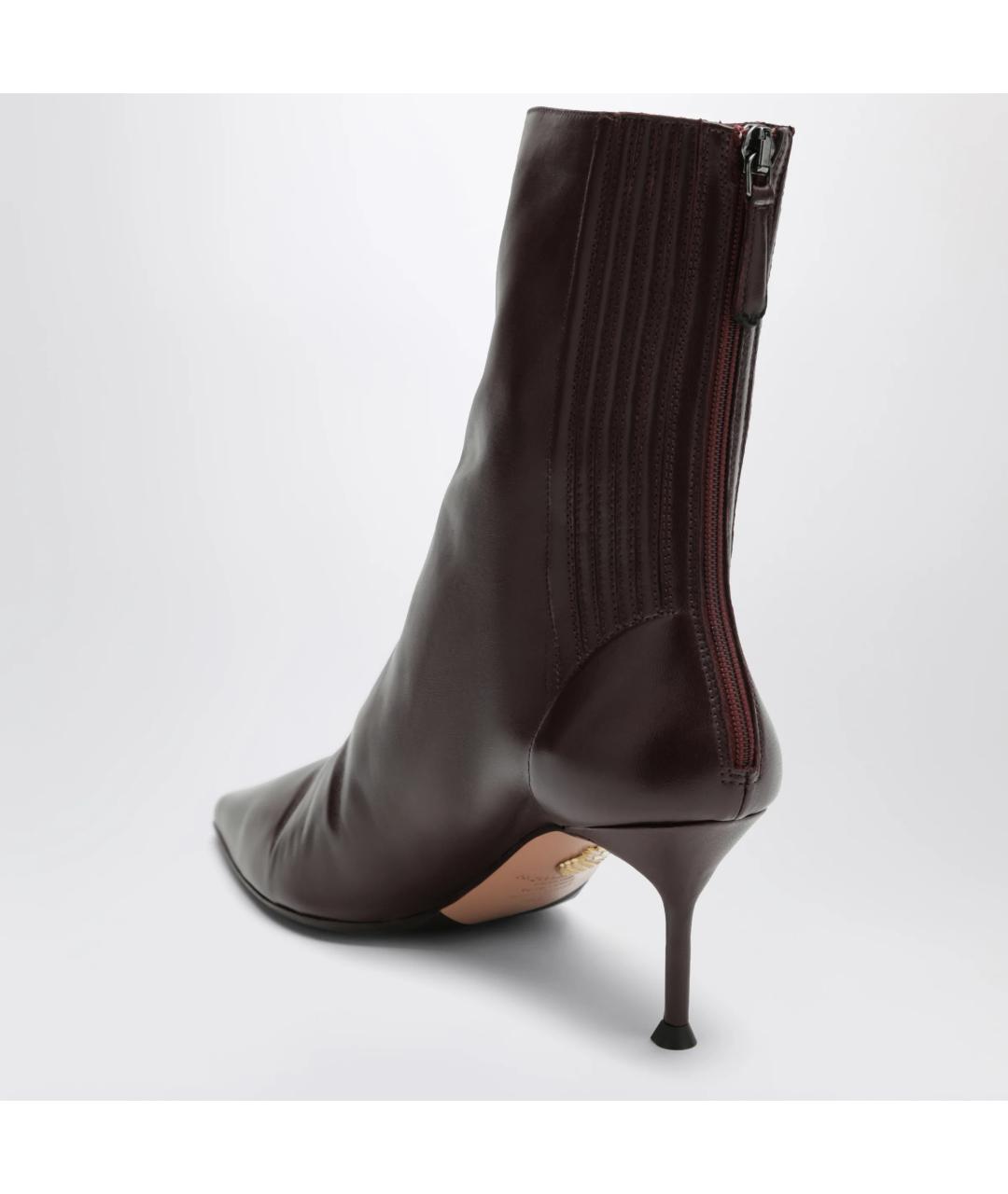AQUAZZURA Бордовые кожаные ботильоны, фото 2