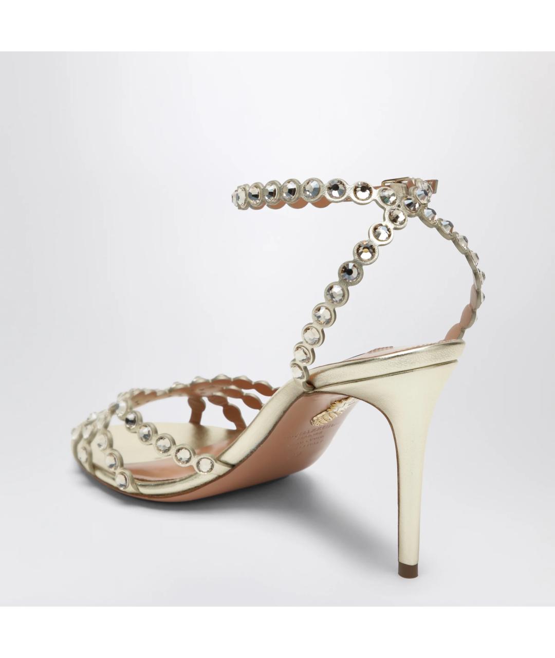 AQUAZZURA Серебряные кожаные босоножки, фото 2