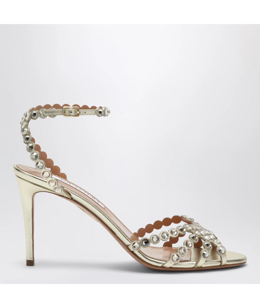 AQUAZZURA Серебряные кожаные босоножки, фото 3