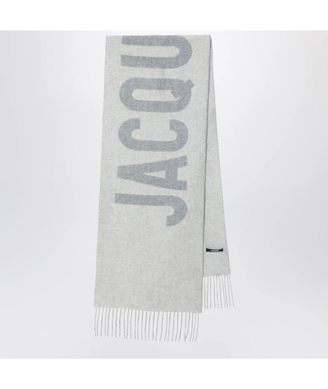 JACQUEMUS Серый шерстяной шарф, фото 3