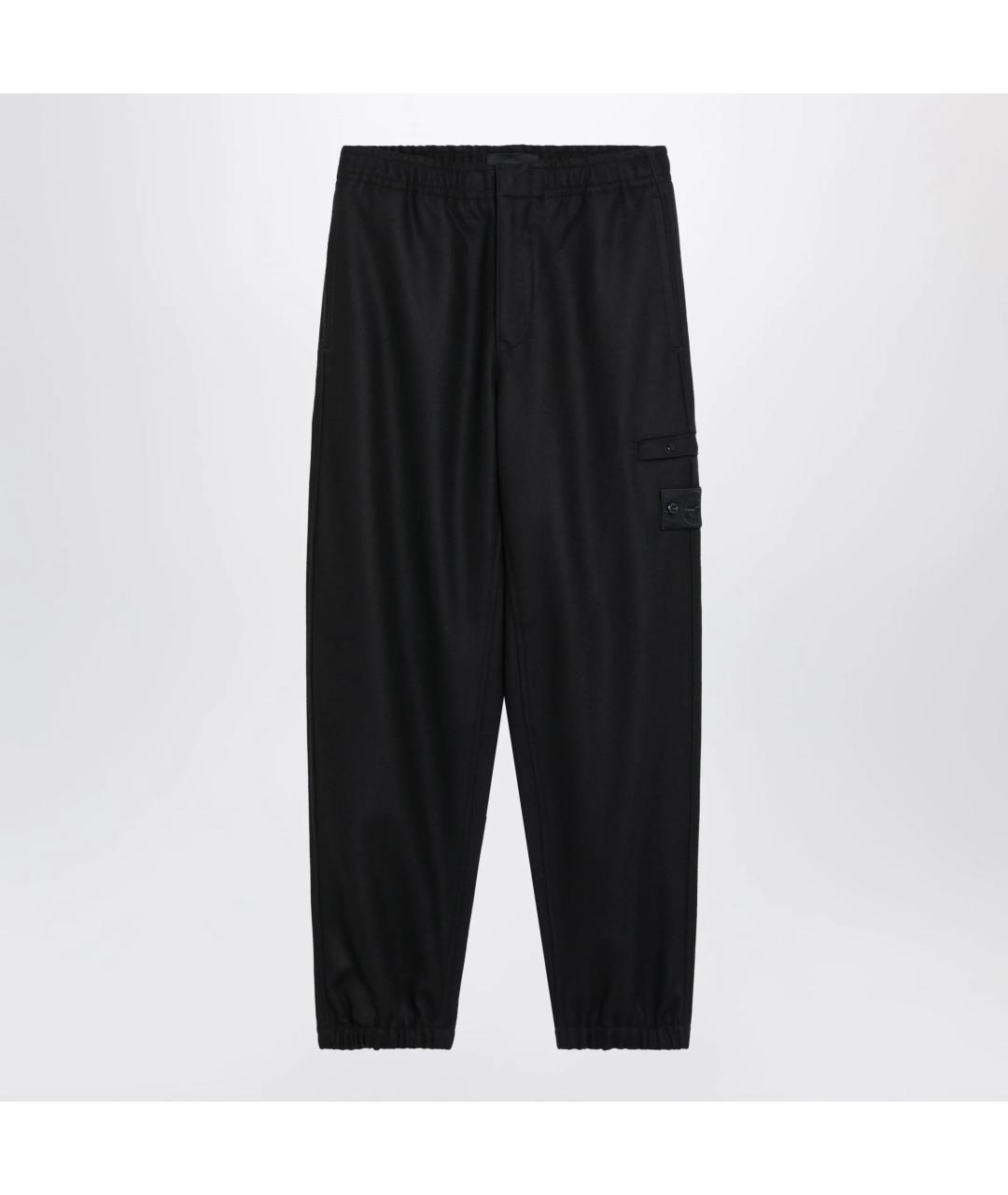 STONE ISLAND Темно-синие шерстяные повседневные брюки, фото 3