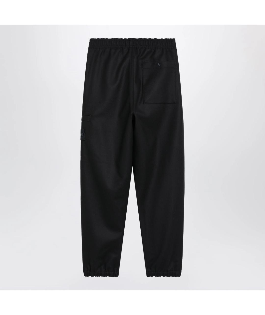 STONE ISLAND Темно-синие шерстяные повседневные брюки, фото 2