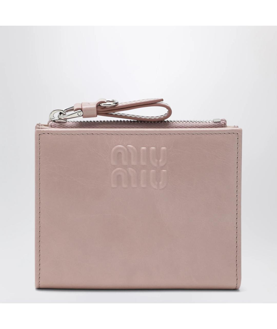 MIU MIU Розовый кожаный кошелек, фото 3