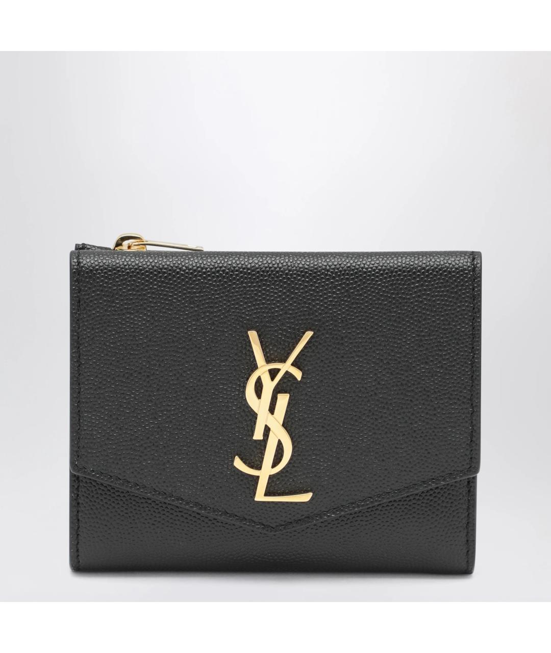 SAINT LAURENT Черный кожаный кошелек, фото 3