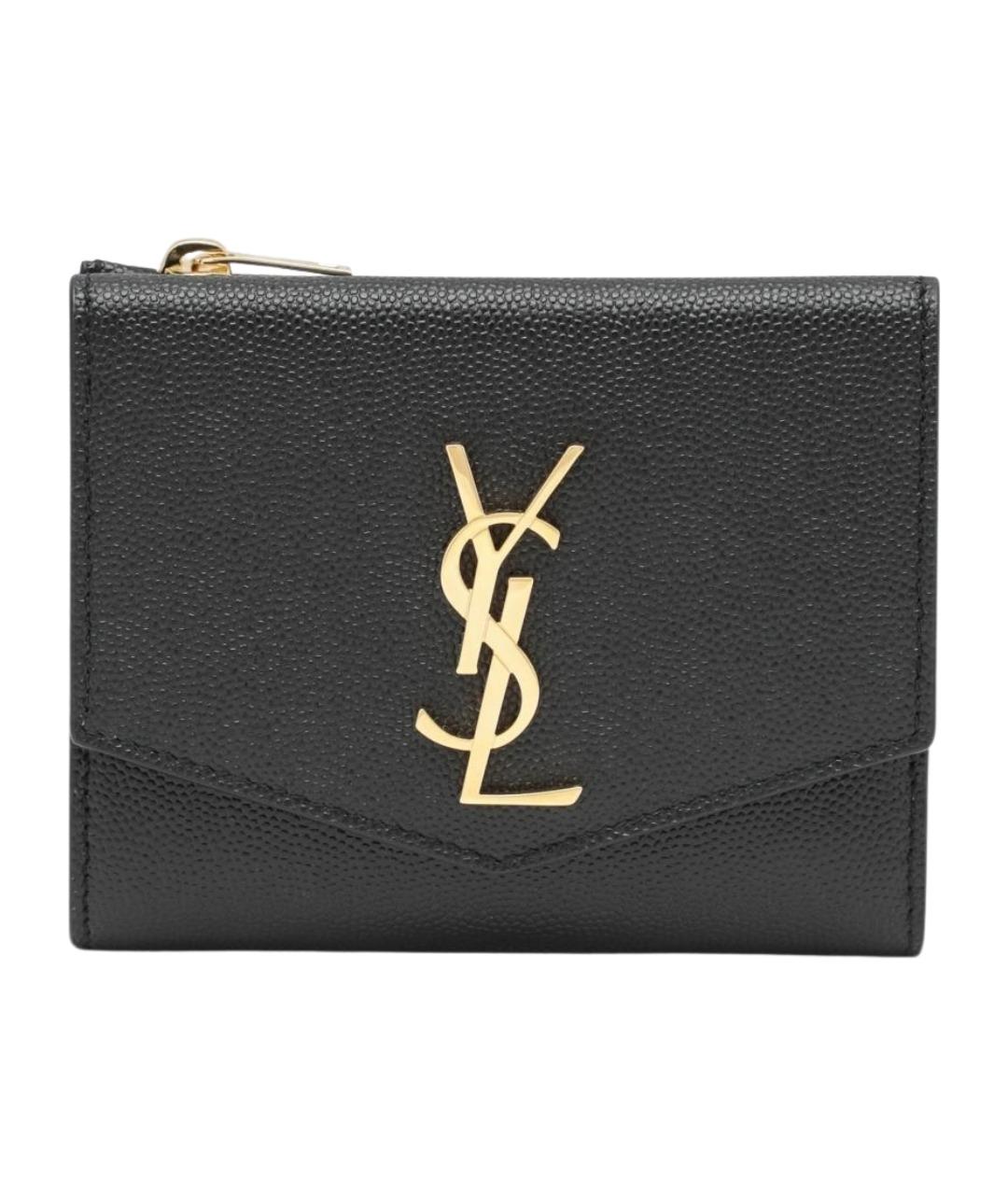 SAINT LAURENT Черный кожаный кошелек, фото 1