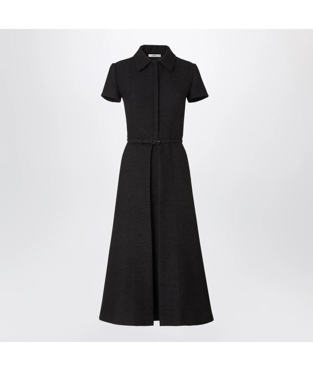 FENDI Черное шерстяное повседневное платье, фото 3