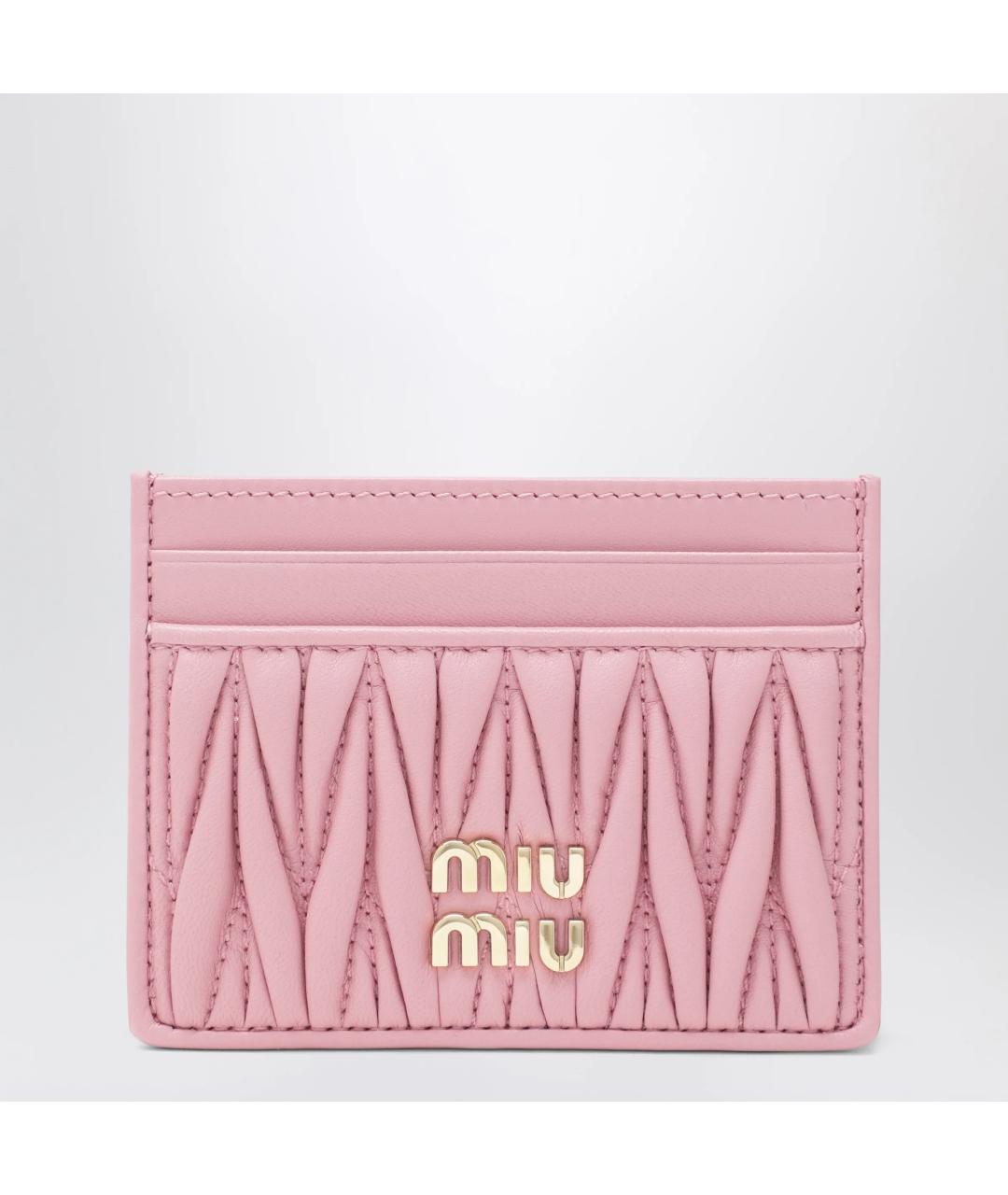 MIU MIU Розовый кожаный кардхолдер, фото 3