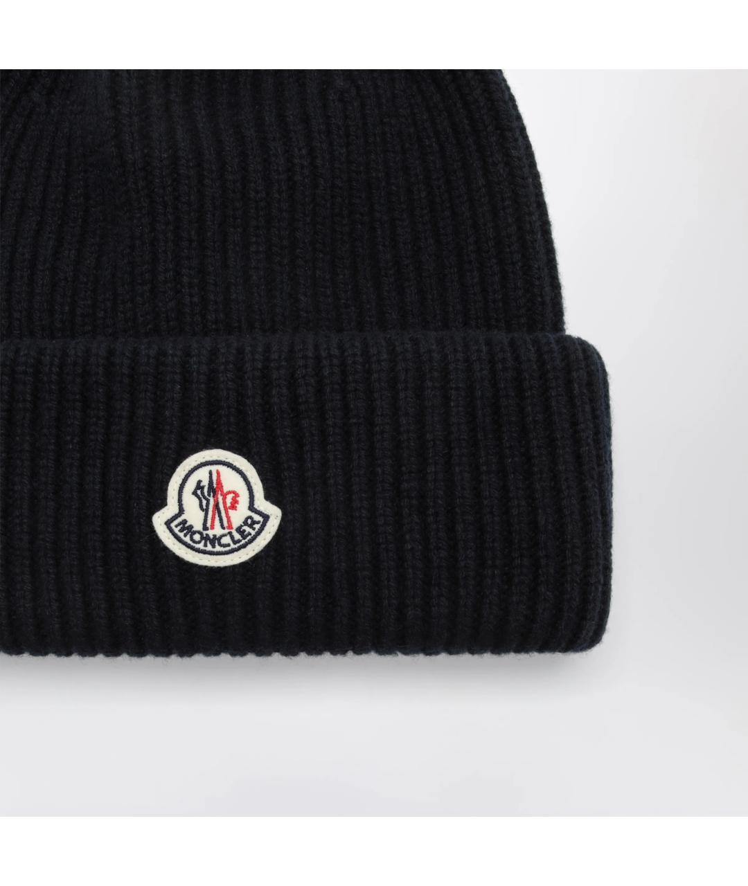 MONCLER Темно-синяя шерстяная шапка, фото 2