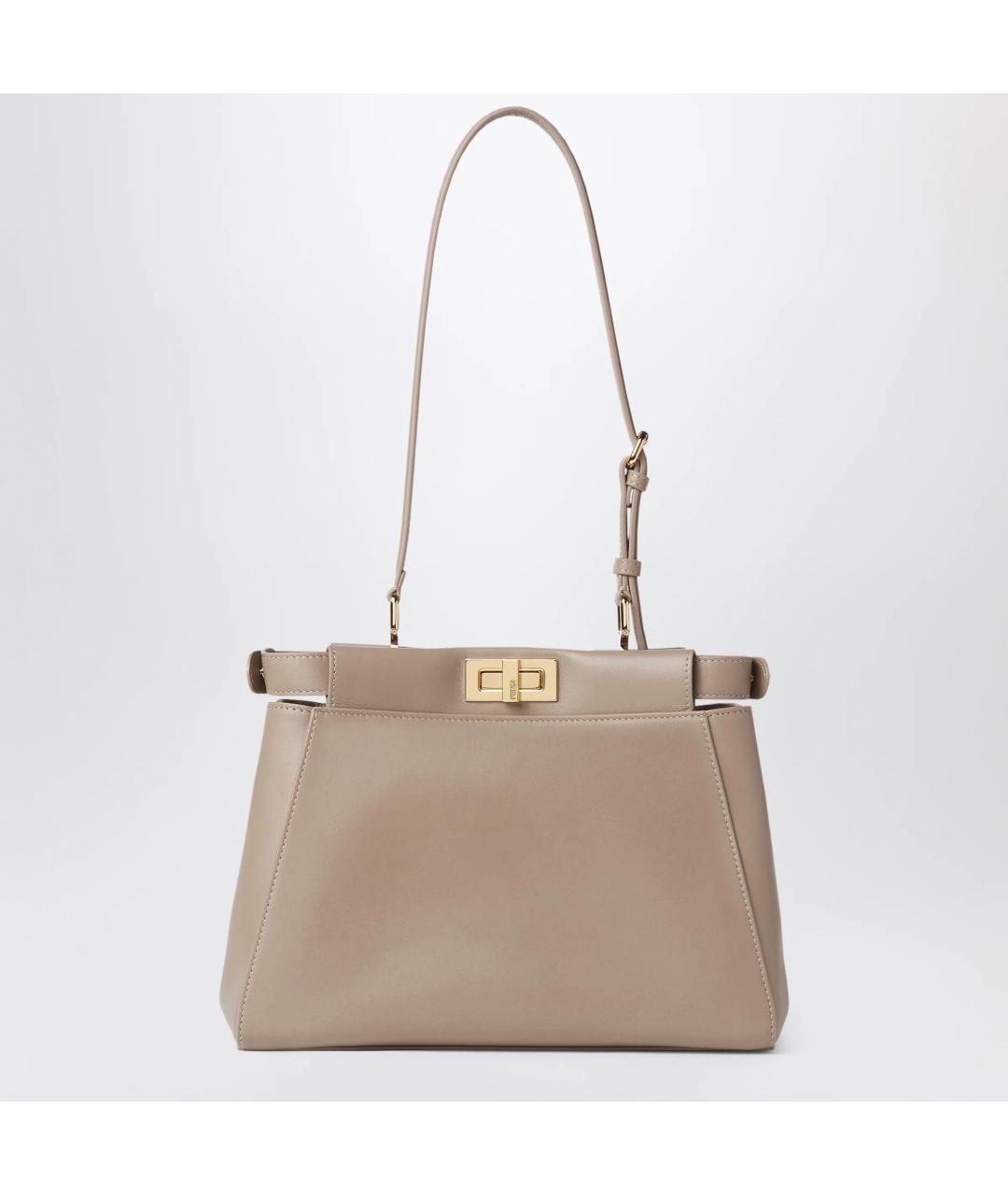 FENDI Бежевая кожаная сумка через плечо, фото 2