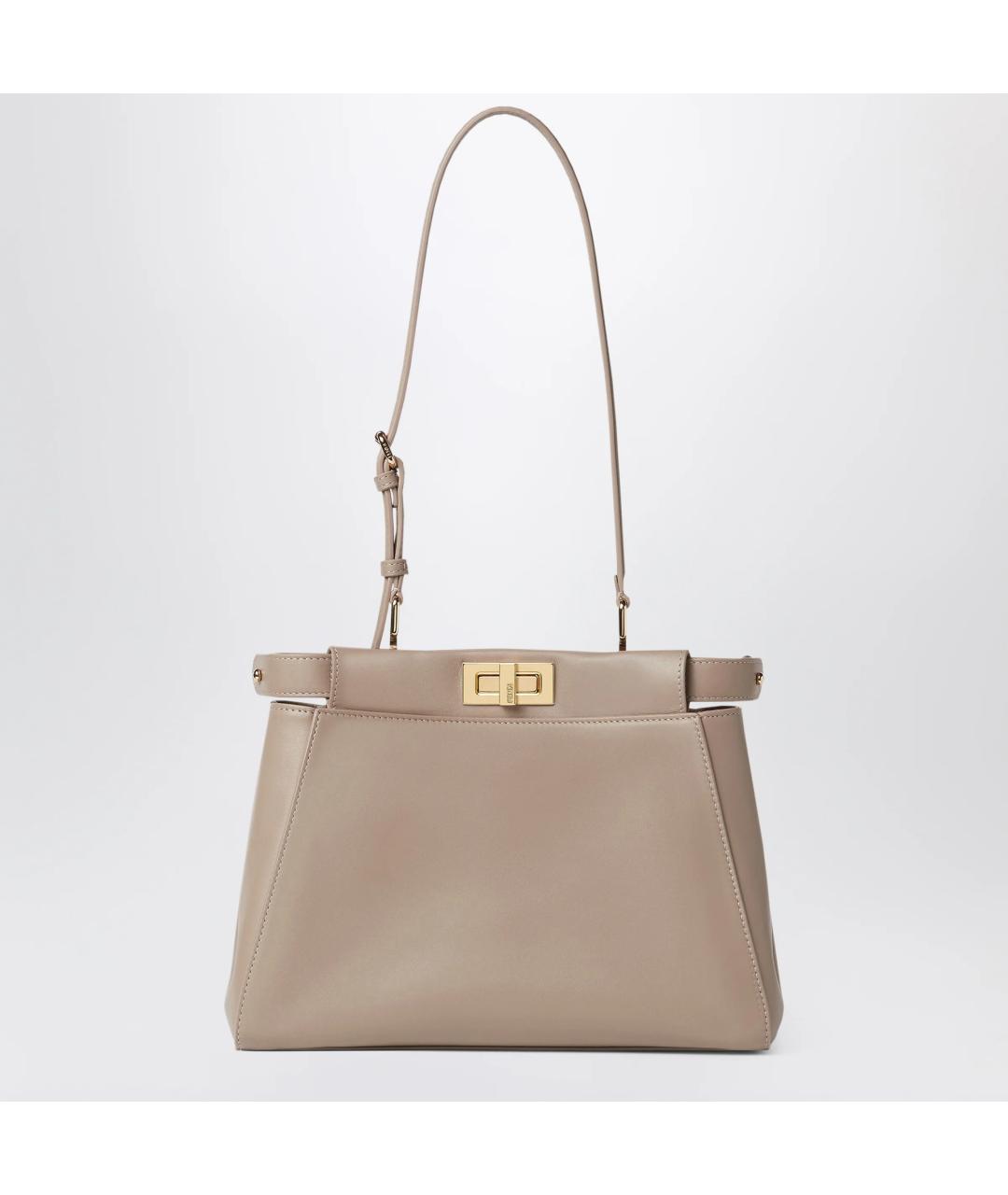 FENDI Бежевая кожаная сумка через плечо, фото 3