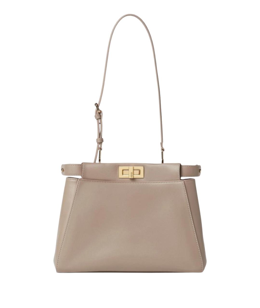 FENDI Бежевая кожаная сумка через плечо, фото 1