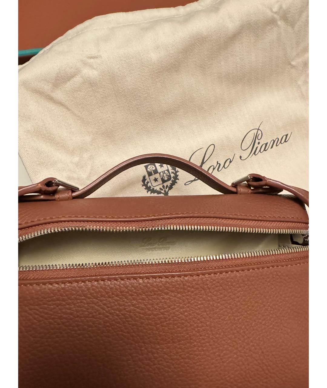 LORO PIANA Коричневая кожаная сумка через плечо, фото 2
