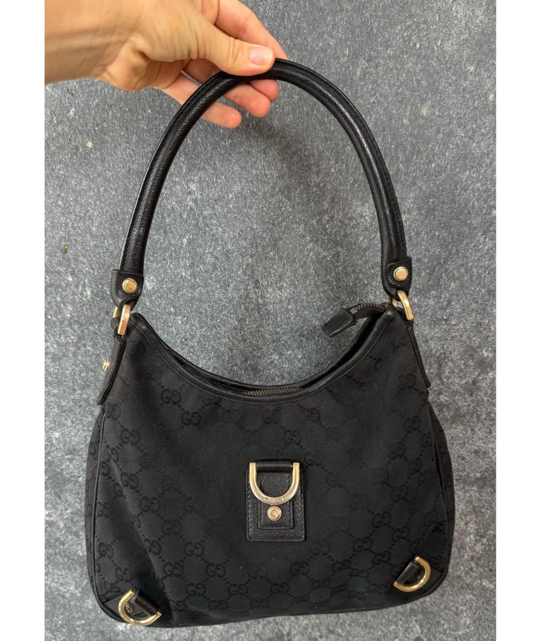 GUCCI Черная сумка через плечо из канвы, фото 3