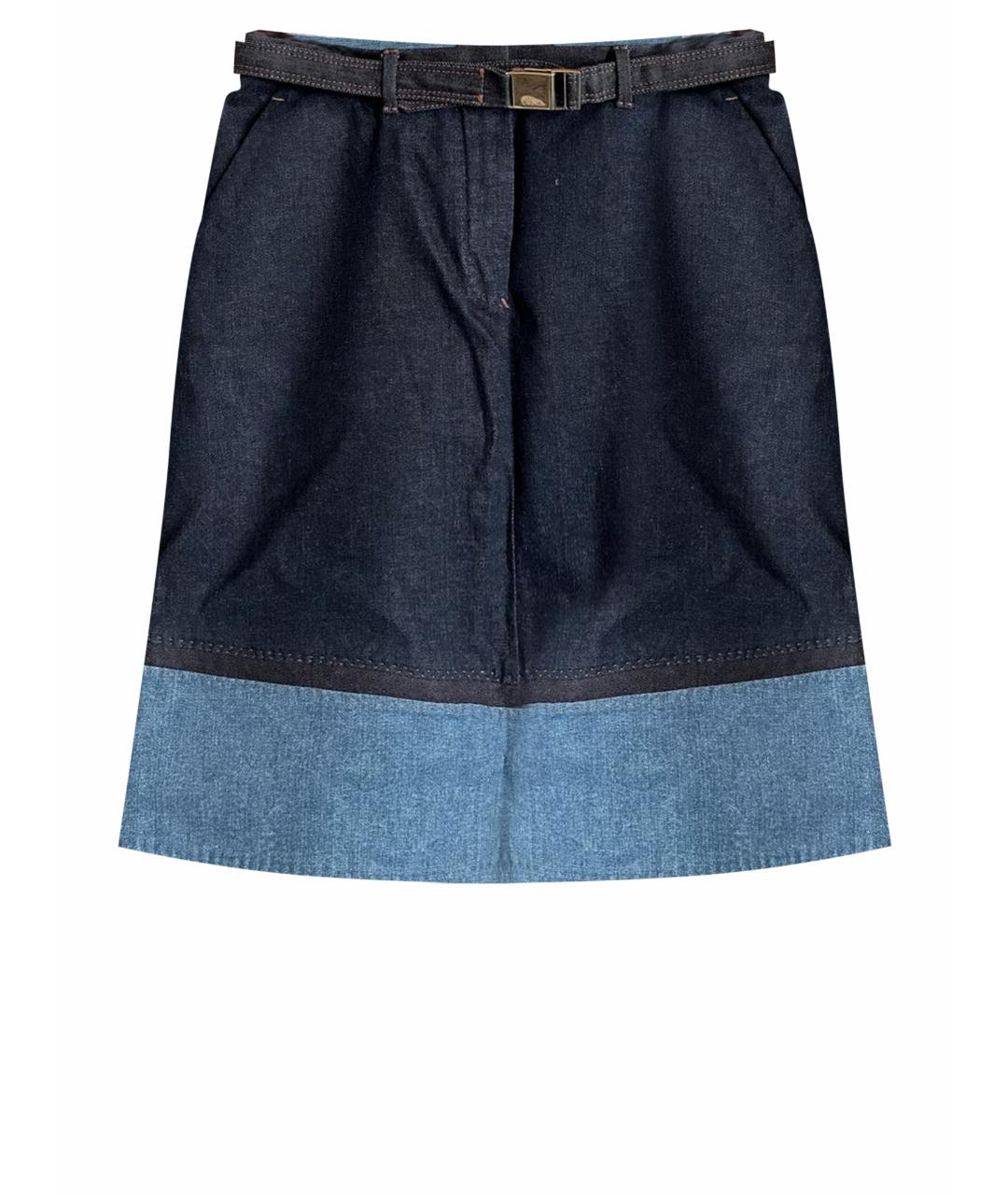 LORO PIANA Темно-синяя деним юбка мини, фото 1
