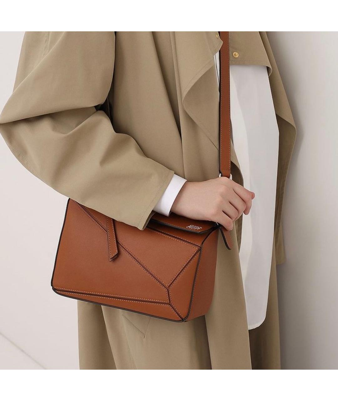 LOEWE Коричневая кожаная сумка через плечо, фото 6
