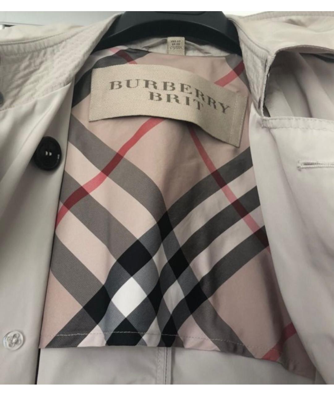 BURBERRY BRIT Бежевый полиэстеровый тренч/плащ, фото 3