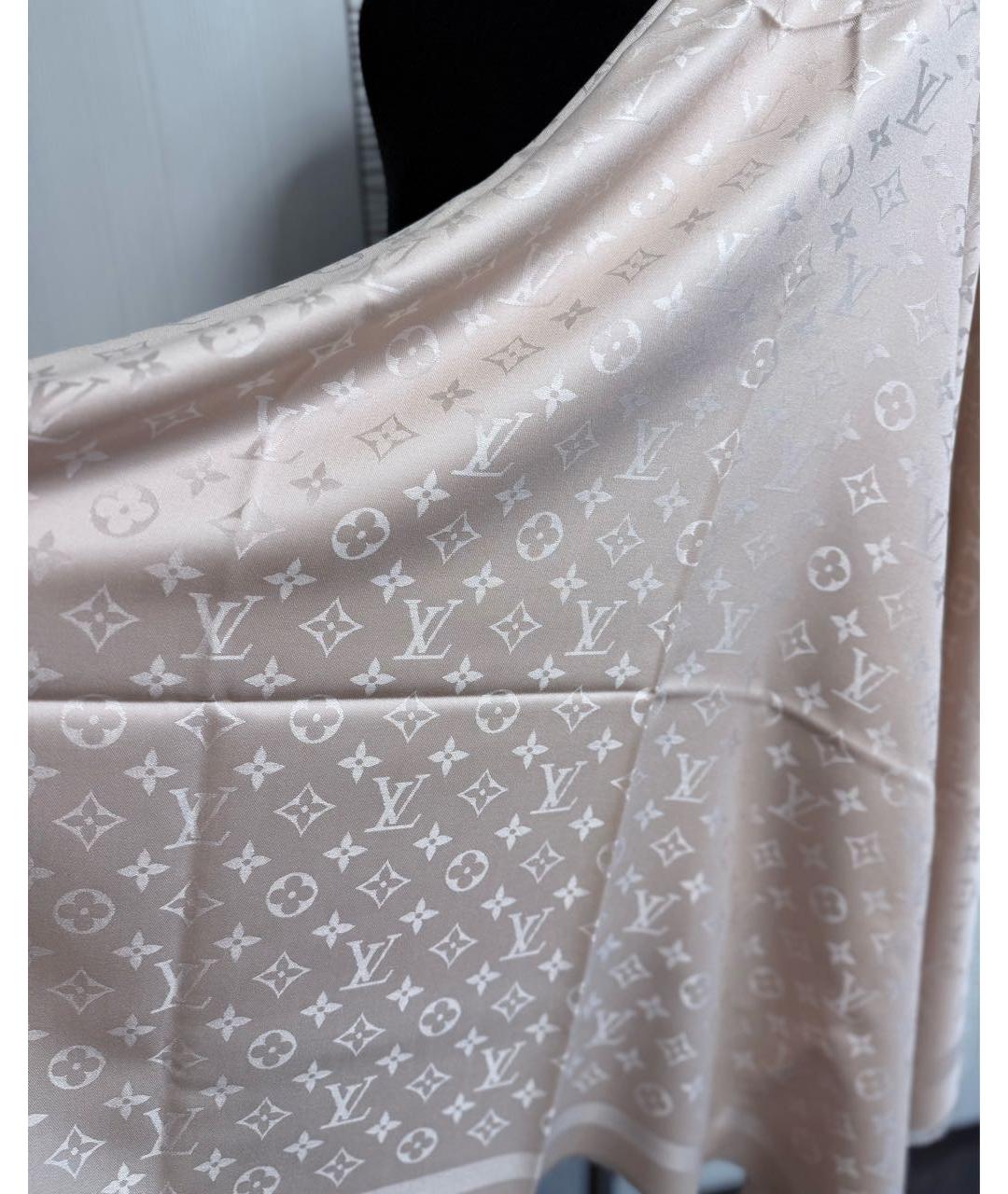 LOUIS VUITTON Бежевый шерстяной платок, фото 5