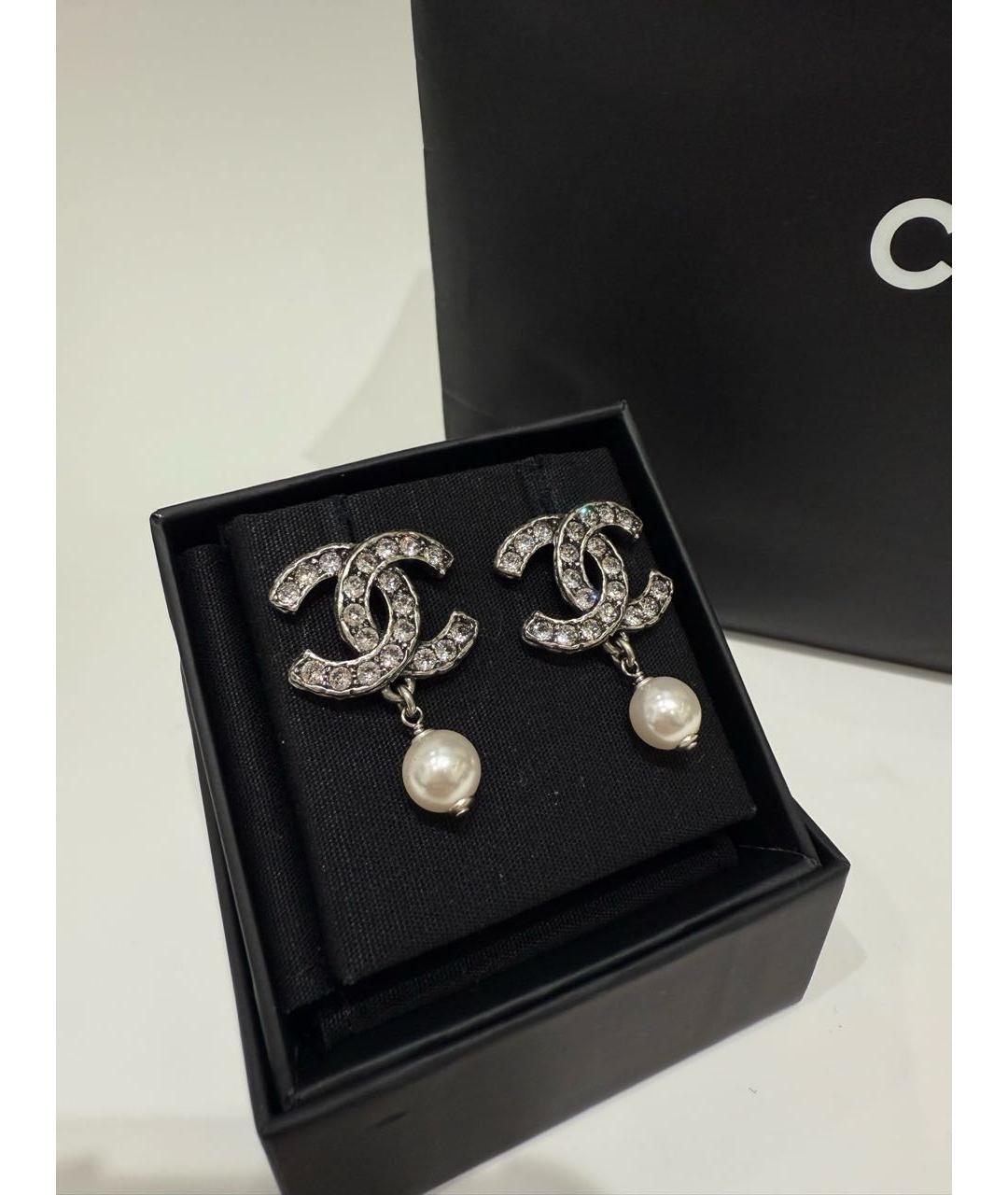 CHANEL Серебряные металлические серьги, фото 2
