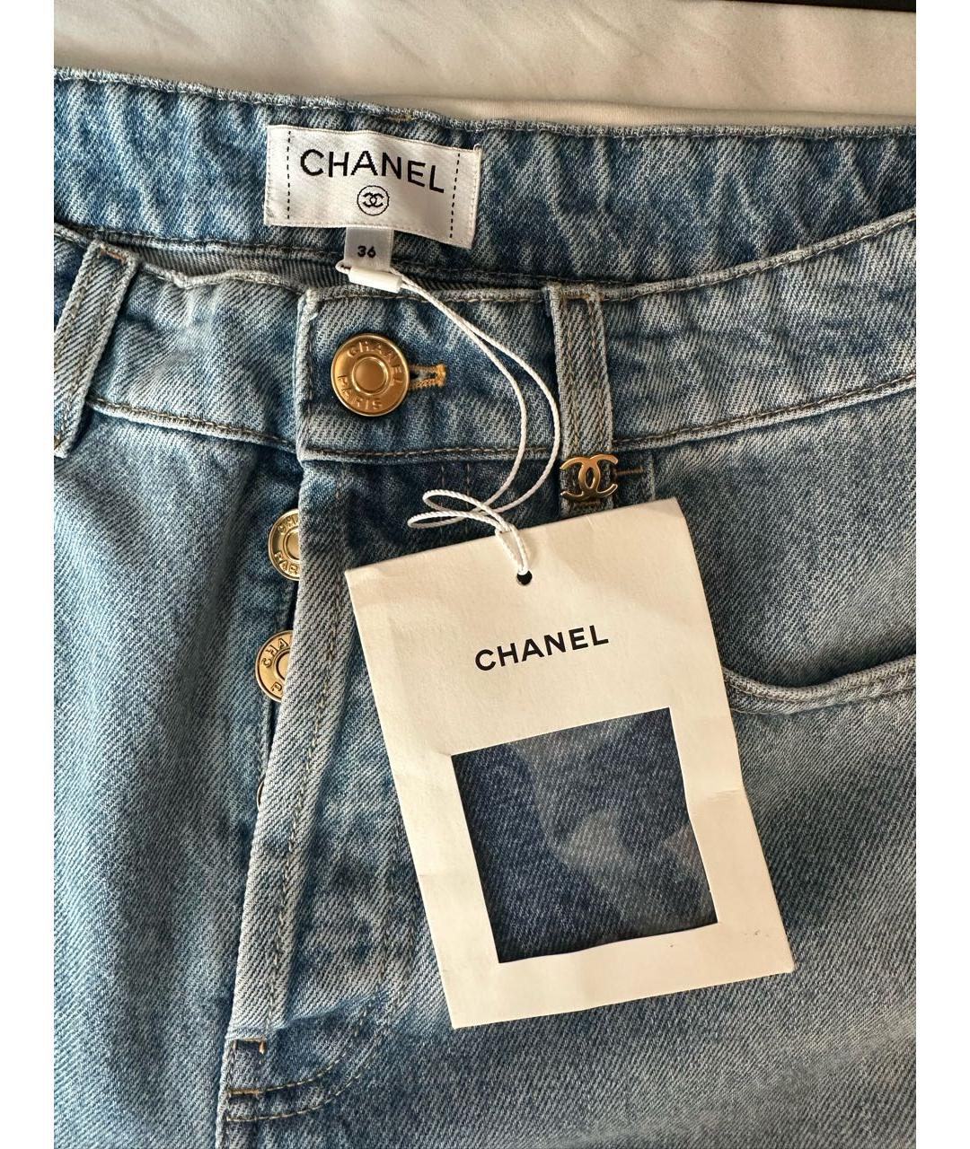 CHANEL Голубые хлопковые прямые джинсы, фото 6