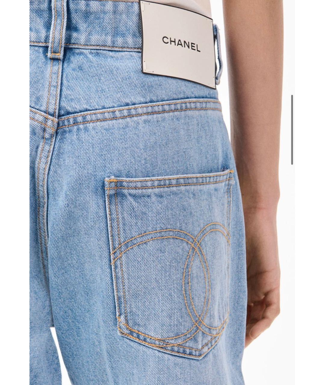 CHANEL Голубые хлопковые прямые джинсы, фото 5
