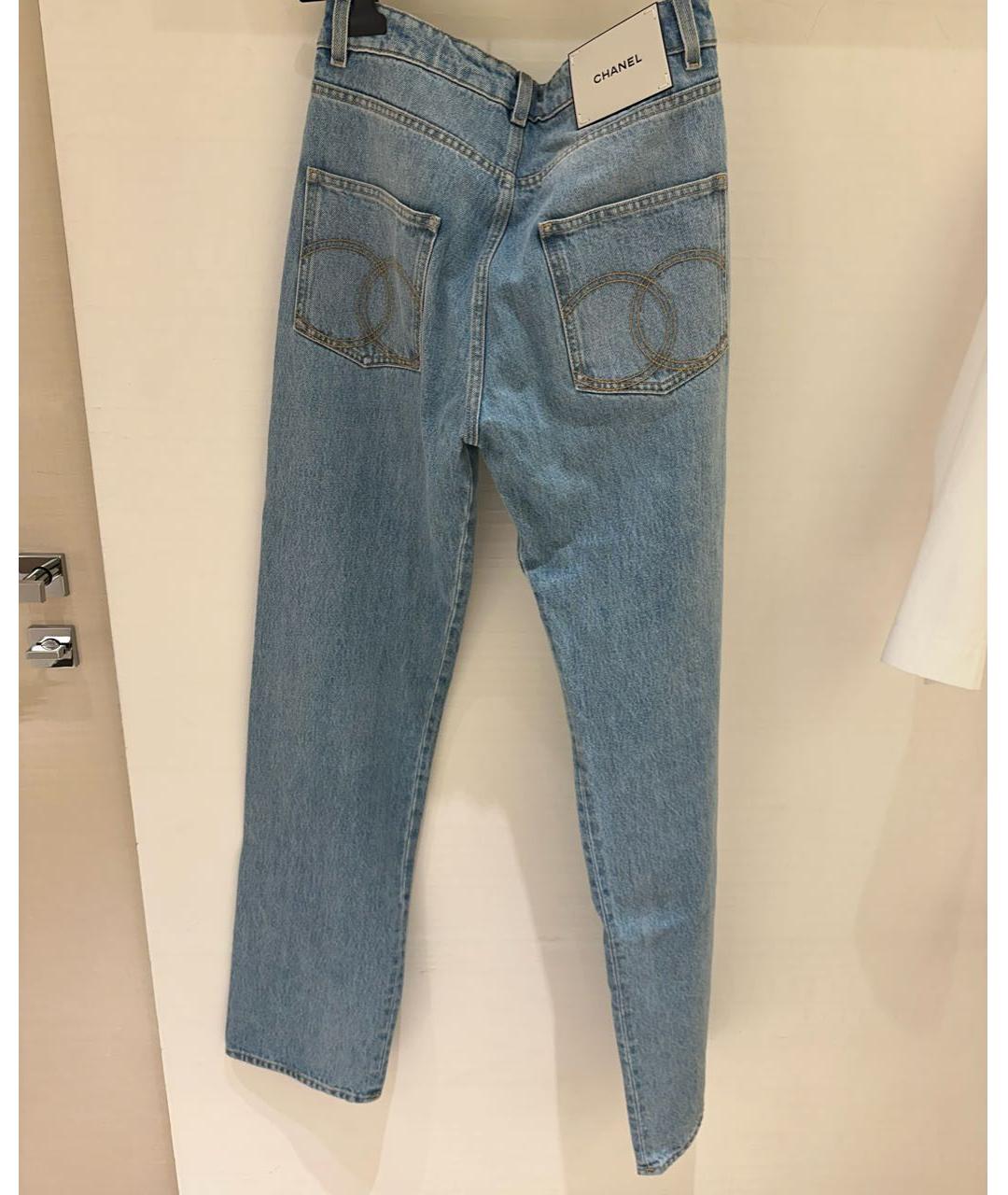 CHANEL Голубые хлопковые прямые джинсы, фото 2