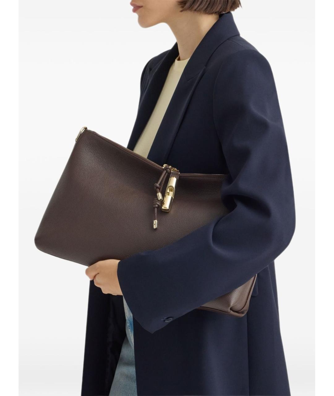 FURLA Коричневая кожаная сумка через плечо, фото 3