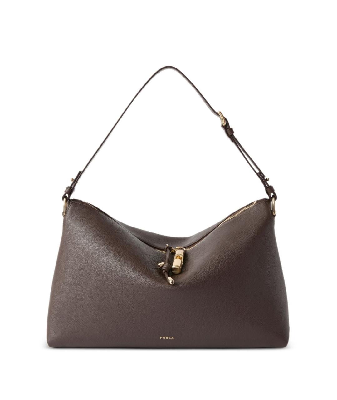FURLA Коричневая кожаная сумка через плечо, фото 1