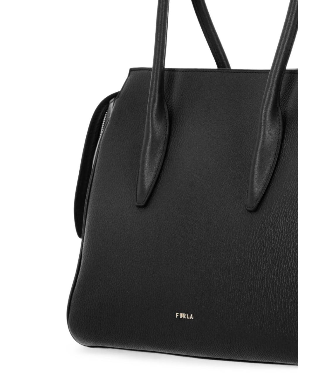 FURLA Черная кожаная сумка тоут, фото 4