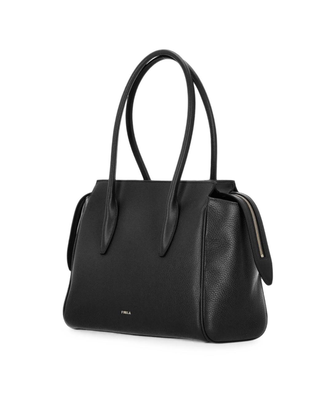 FURLA Черная кожаная сумка тоут, фото 2