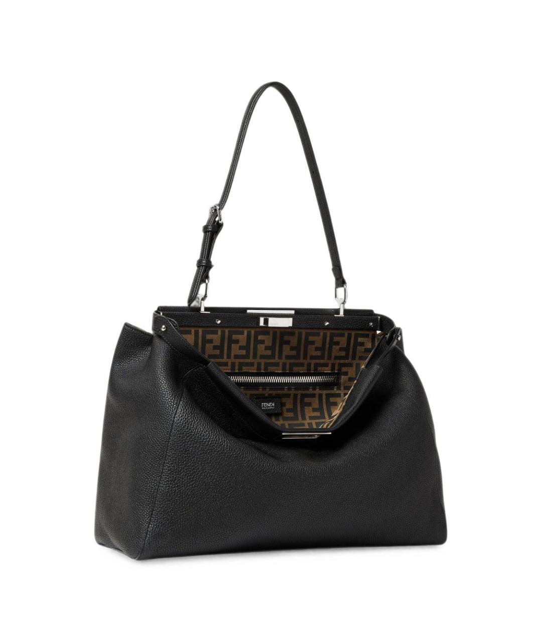 FENDI Черная кожаная сумка тоут, фото 2