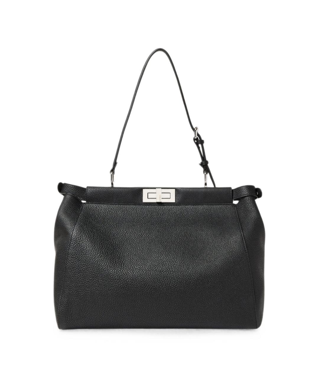 FENDI Черная кожаная сумка тоут, фото 4