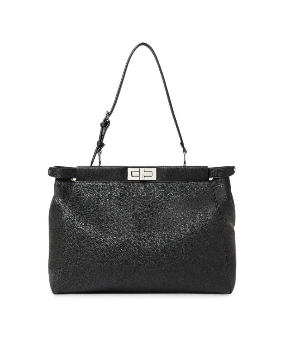 FENDI Черная кожаная сумка тоут, фото 1