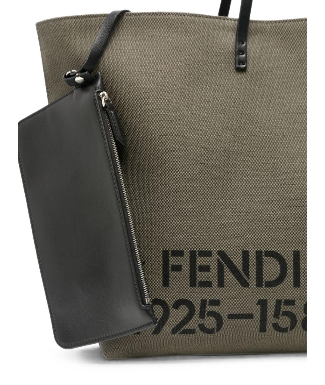 FENDI Зеленая хлопковая сумка тоут, фото 3