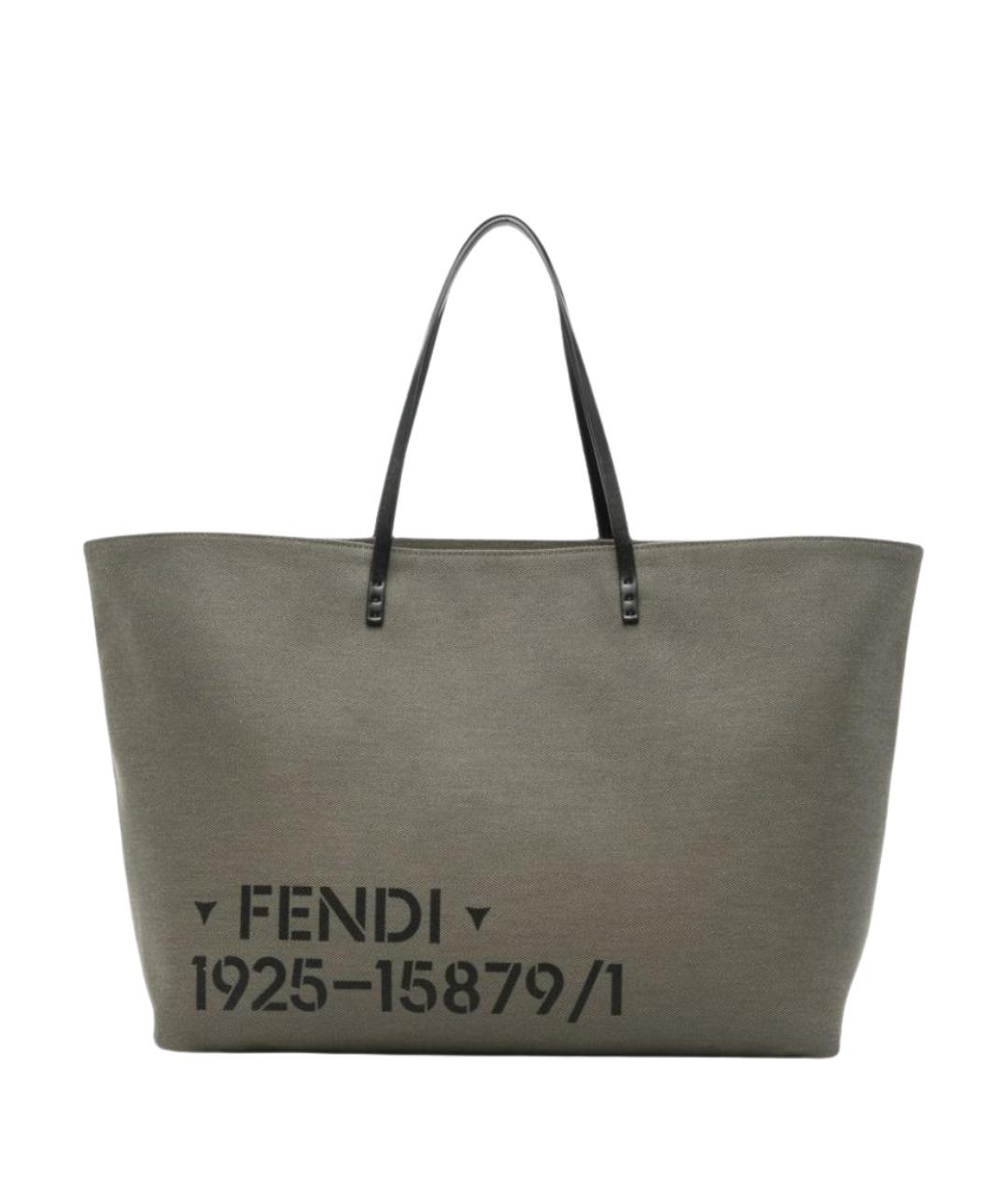 FENDI Зеленая хлопковая сумка тоут, фото 1