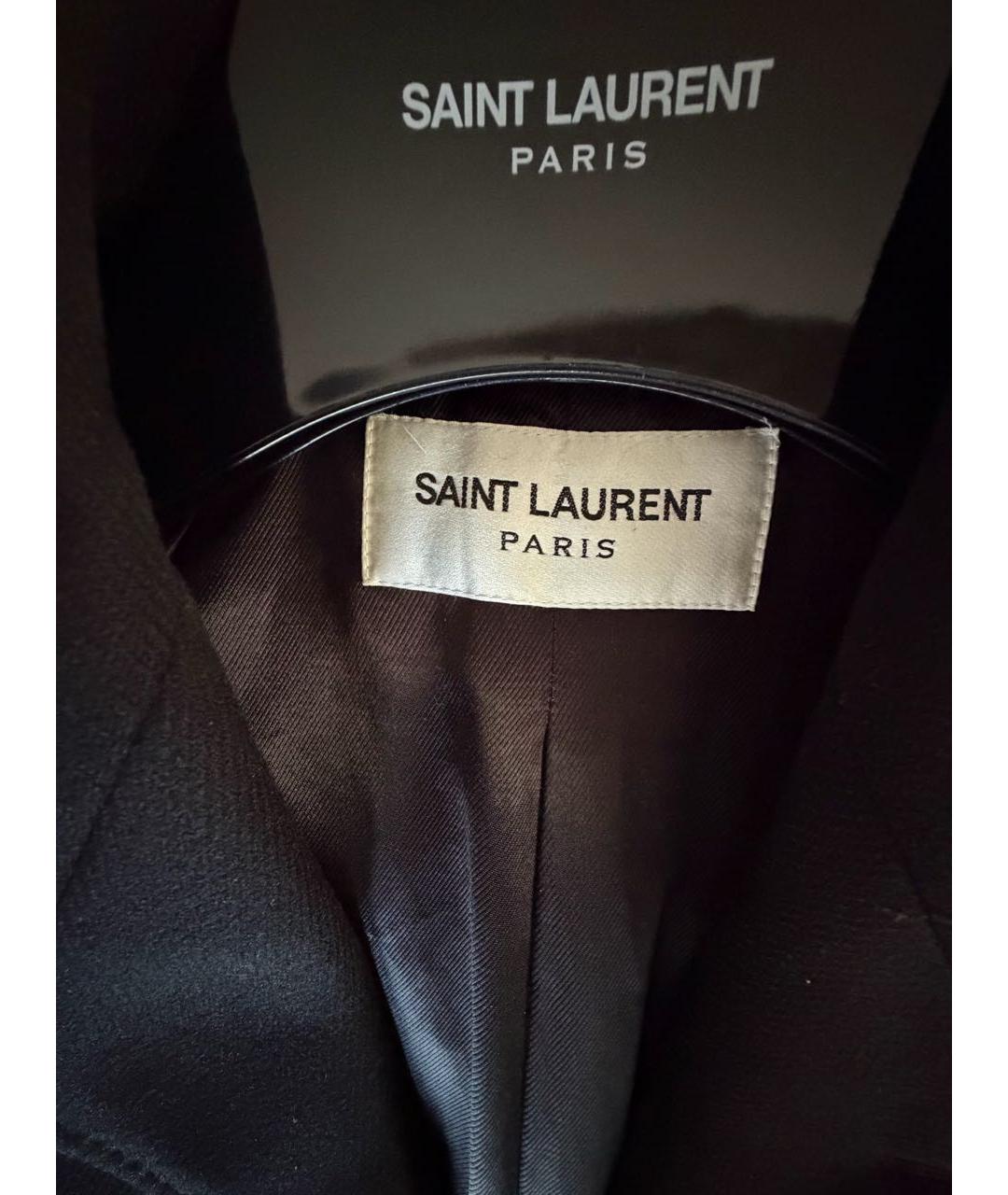 SAINT LAURENT Черное шерстяное пальто, фото 5