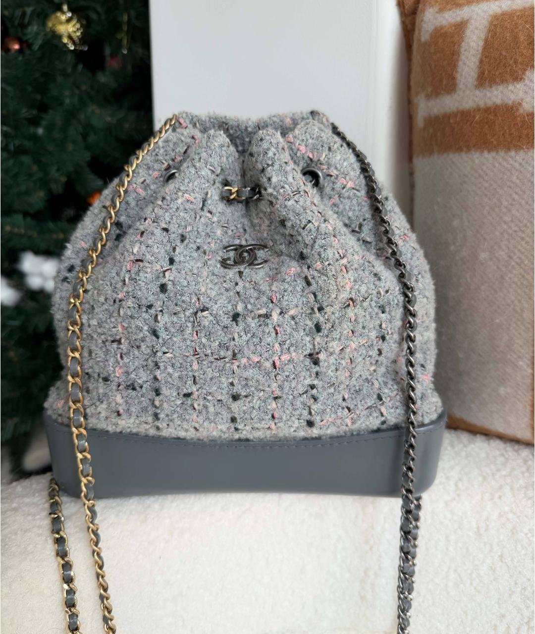 CHANEL Серая твидовая сумка через плечо, фото 7