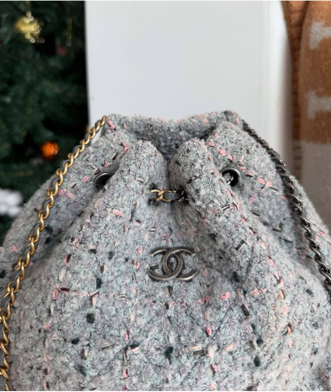 CHANEL Серая твидовая сумка через плечо, фото 2