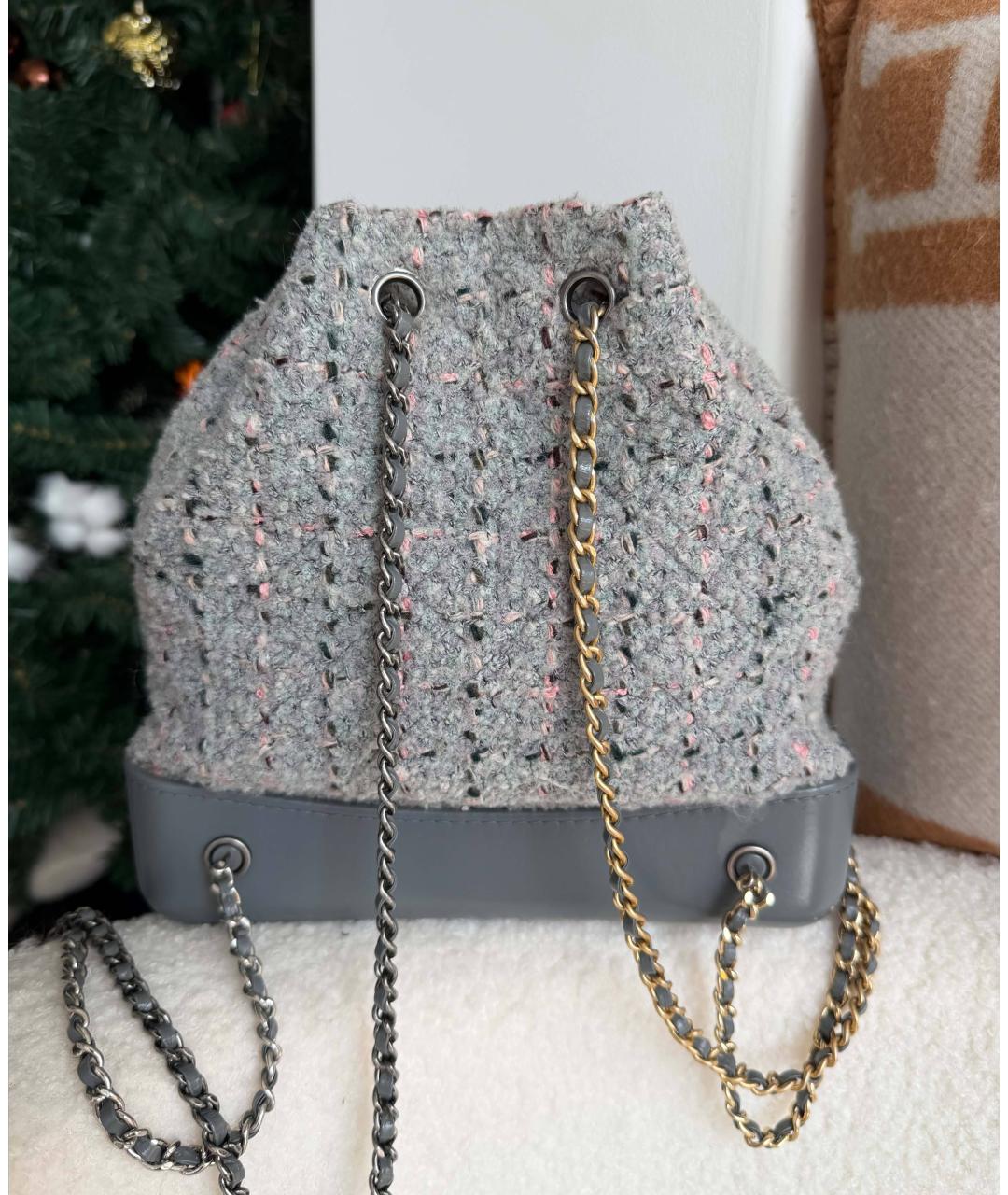CHANEL Серая твидовая сумка через плечо, фото 3