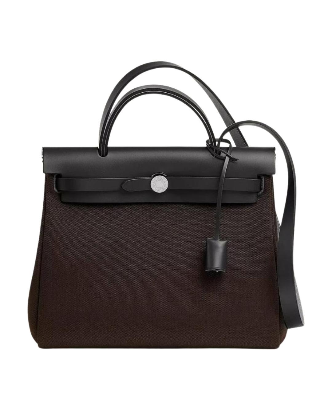 HERMES Коричневая сумка через плечо из канвы, фото 1