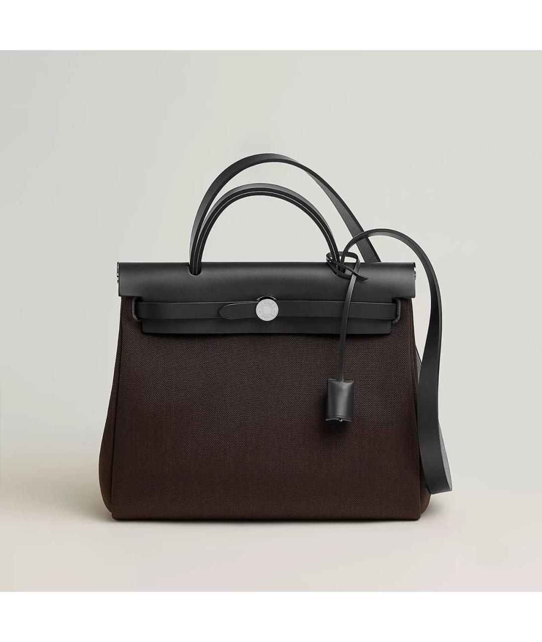 HERMES Коричневая сумка через плечо из канвы, фото 3